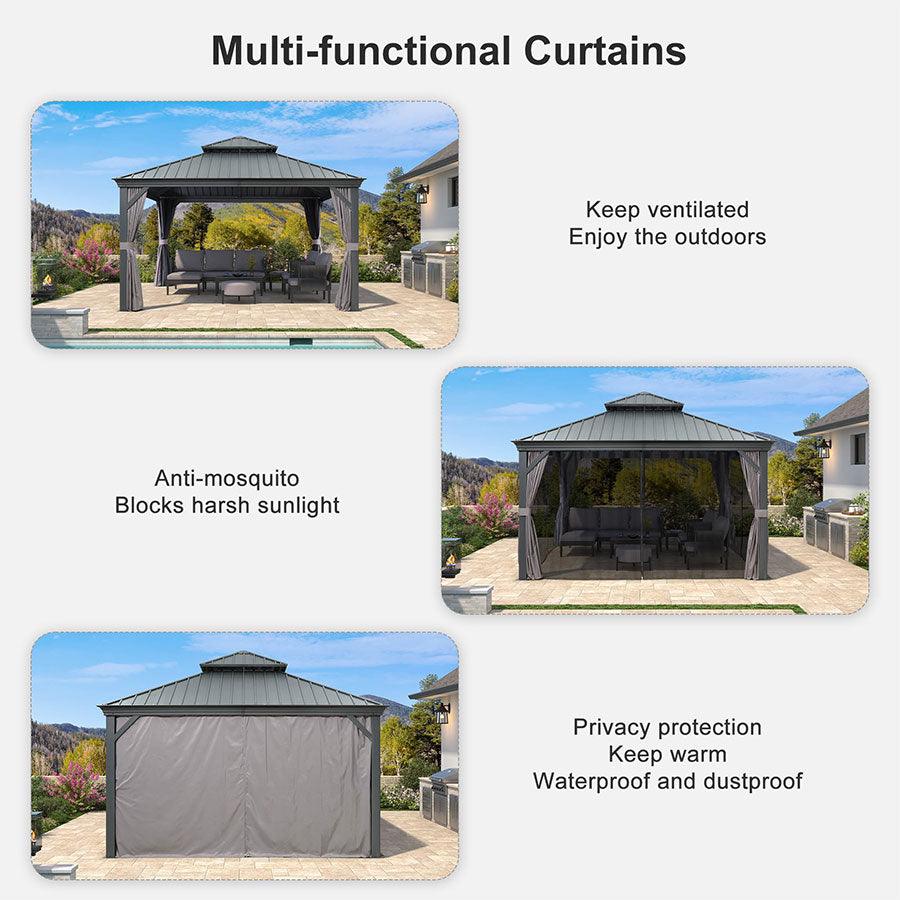 PURPLE LEAF Garden Gazebo  with Galvanized Steel Double Roof, Gazebo with Sides Curtain and Netting for All Weather - Image 50