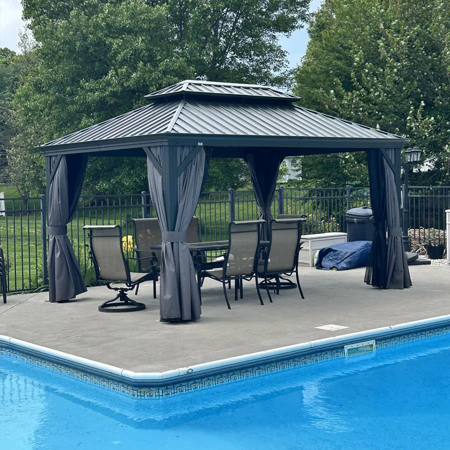 PURPLE LEAF Garden Gazebo  with Galvanized Steel Double Roof, Gazebo with Sides Curtain and Netting for All Weather - Image 74