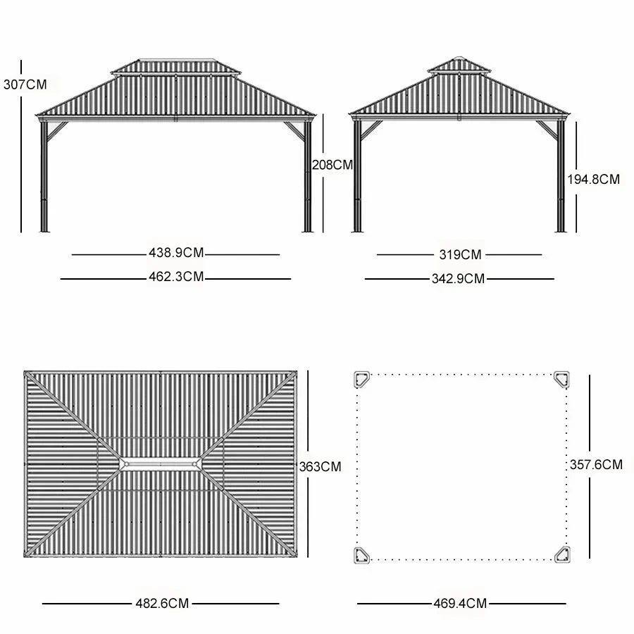 PURPLE LEAF Garden Gazebo  with Galvanized Steel Double Roof, Gazebo with Sides Curtain and Netting for All Weather - Image 81