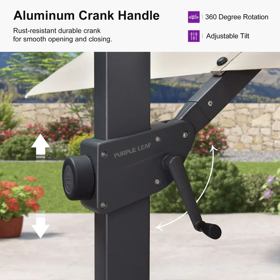 PURPLE LEAF Stepless Tilt Cantilever Umbrella Affordable Outdoor Patio Umbrella - Image 13