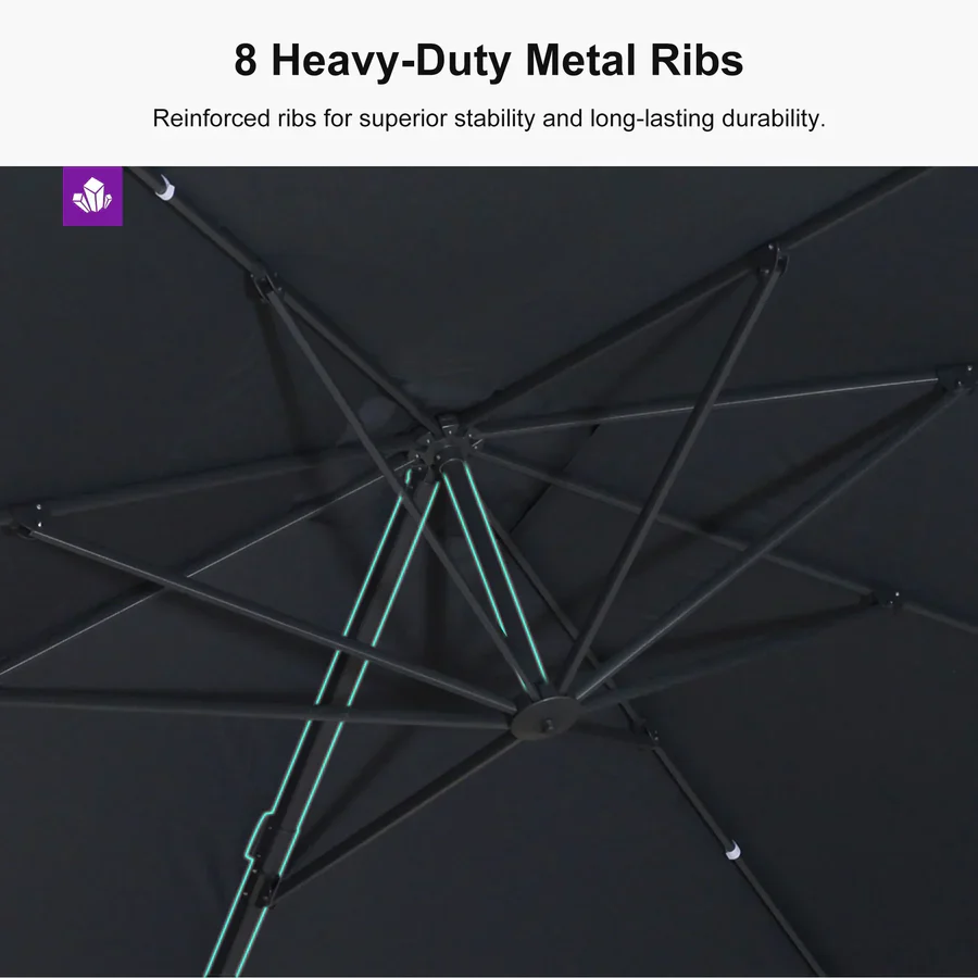 PURPLE LEAF Stepless Tilt Cantilever Umbrella Affordable Outdoor Patio Umbrella - Image 21