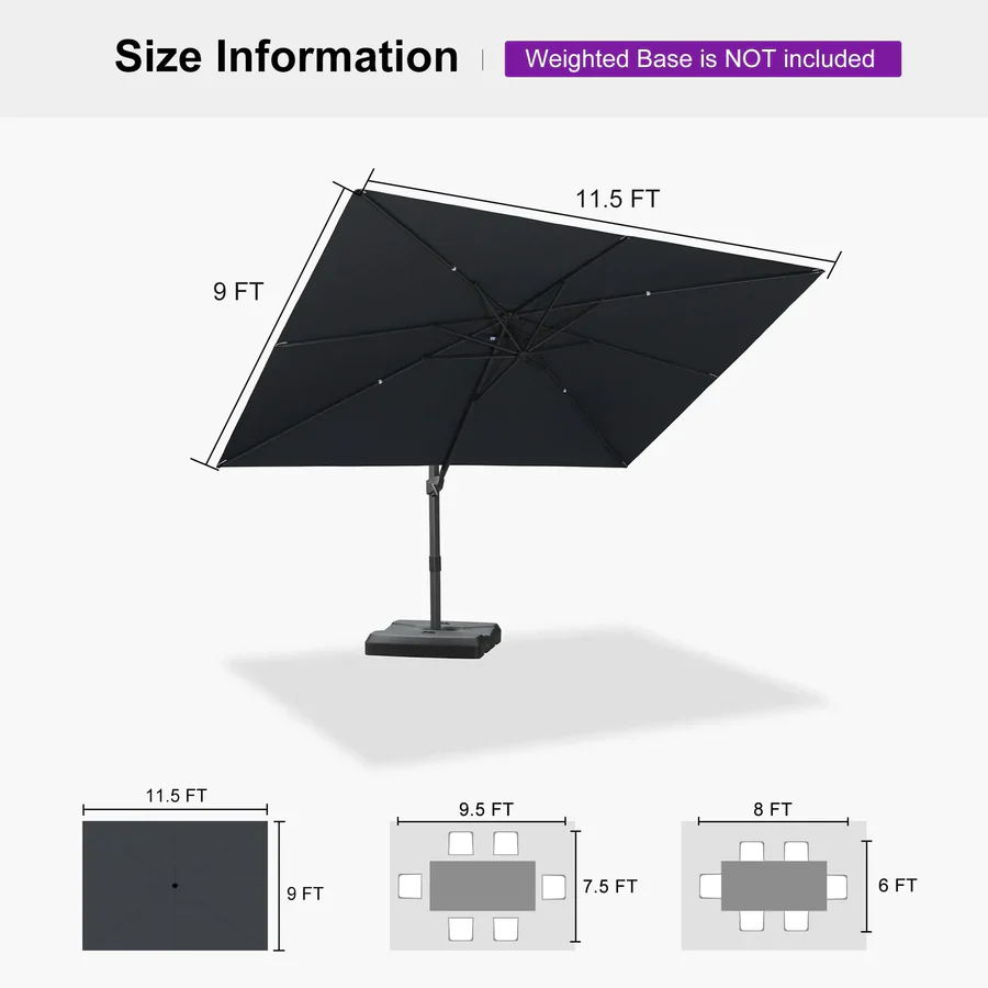 PURPLE LEAF Stepless Tilt Cantilever Umbrella Affordable Outdoor Patio Umbrella - Image 35