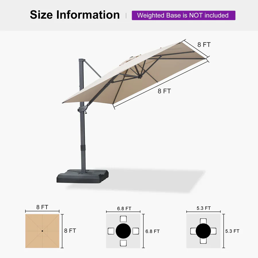 PURPLE LEAF Stepless Tilt Cantilever Umbrella Affordable Outdoor Patio Umbrella - Image 38