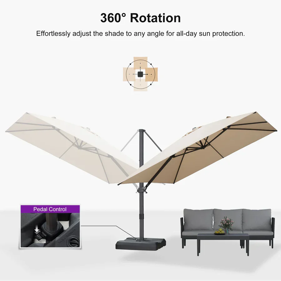 PURPLE LEAF Stepless Tilt Cantilever Umbrella Affordable Outdoor Patio Umbrella - Image 9