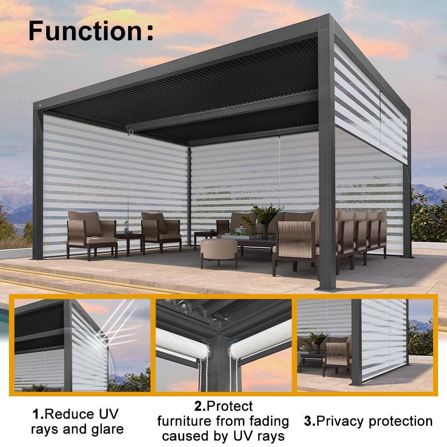 PURPLELEAF Outdoor Louvered Pergola Roller Blinds with Thermal Insulated, UV Protection Waterproof Fabric, Privacy Protection for Pergola, Easy to Install - Image 11