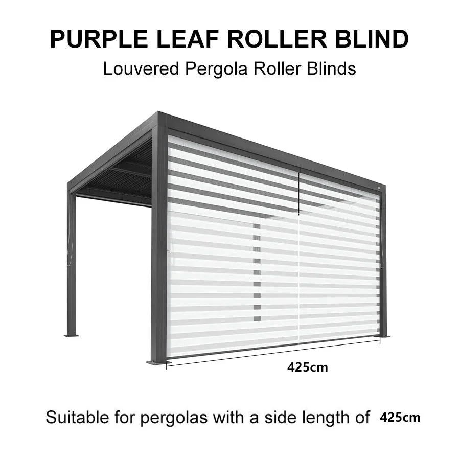 PURPLELEAF Outdoor Louvered Pergola Roller Blinds with Thermal Insulated, UV Protection Waterproof Fabric, Privacy Protection for Pergola, Easy to Install - Image 4