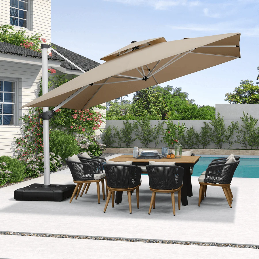 PURPLE LEAF Outdoor Windproof Parasol, Square Cantilever Umbrella Outside Patio - Image 25