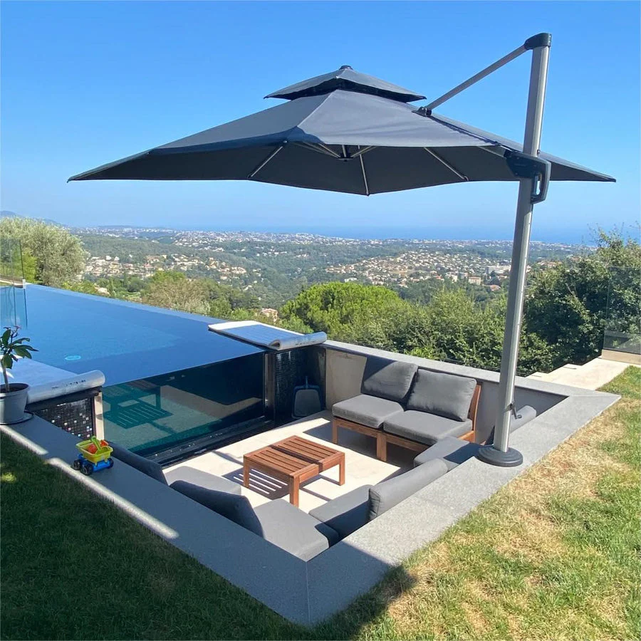 PURPLE LEAF Outdoor Windproof Parasol, Square Cantilever Umbrella Outside Patio - Image 30