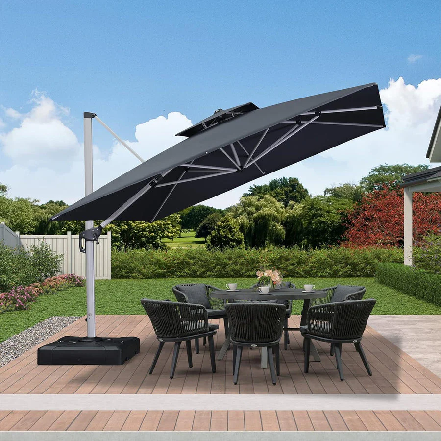 PURPLE LEAF Outdoor Windproof Parasol, Square Cantilever Umbrella Outside Patio - Image 44