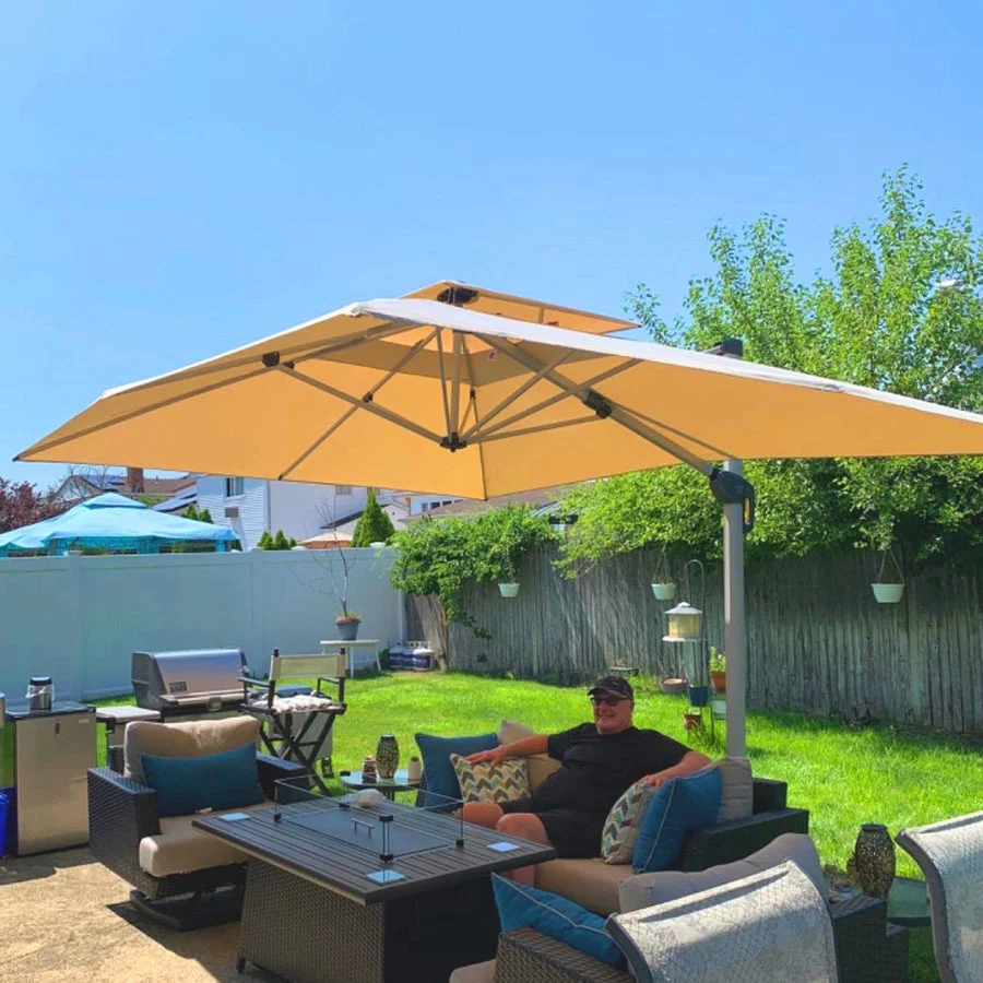 PURPLE LEAF Outdoor Windproof Parasol, Square Cantilever Umbrella Outside Patio - Image 5