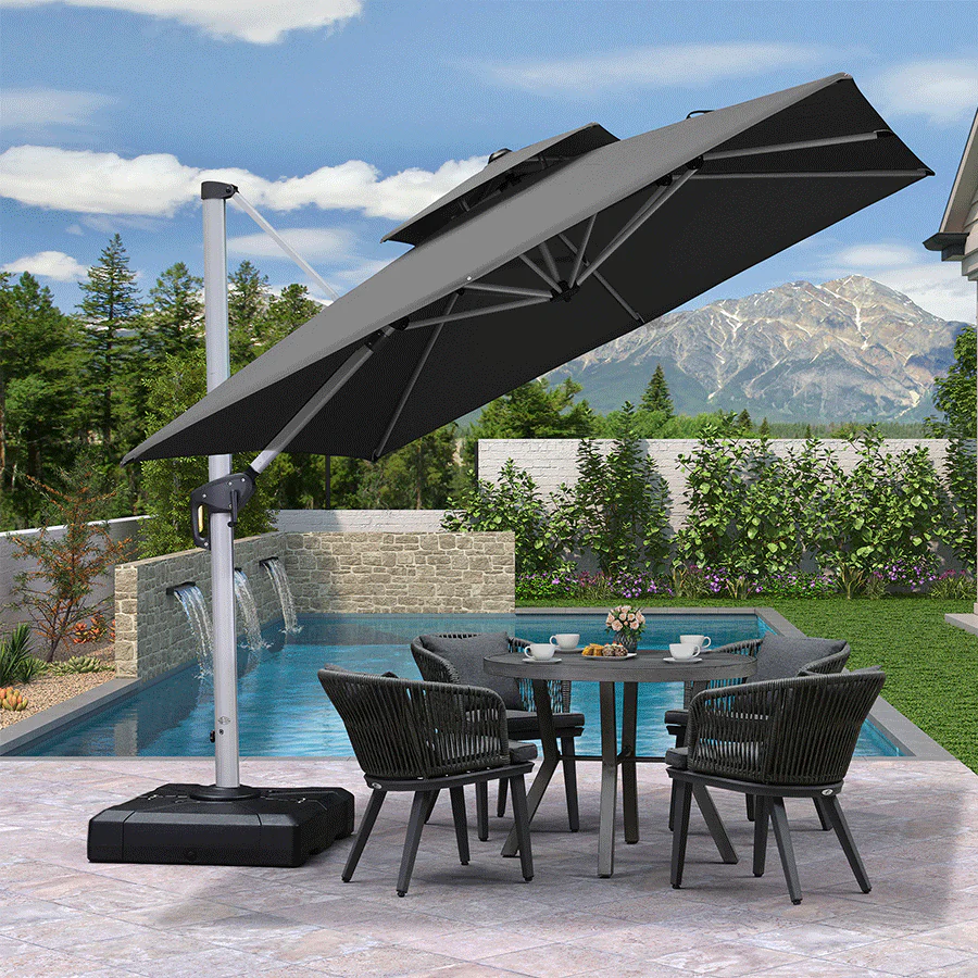 PURPLE LEAF Outdoor Windproof Parasol, Square Cantilever Umbrella Outside Patio - Image 53