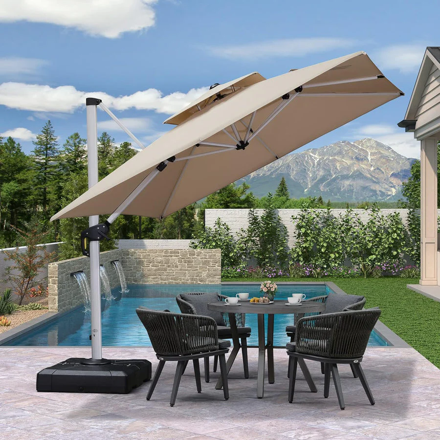 PURPLE LEAF Outdoor Windproof Parasol, Square Cantilever Umbrella Outside Patio - Image 54