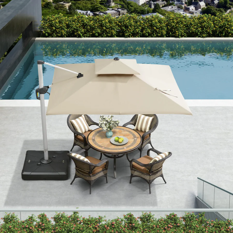 PURPLE LEAF Outdoor Windproof Parasol, Square Cantilever Umbrella Outside Patio - Image 56