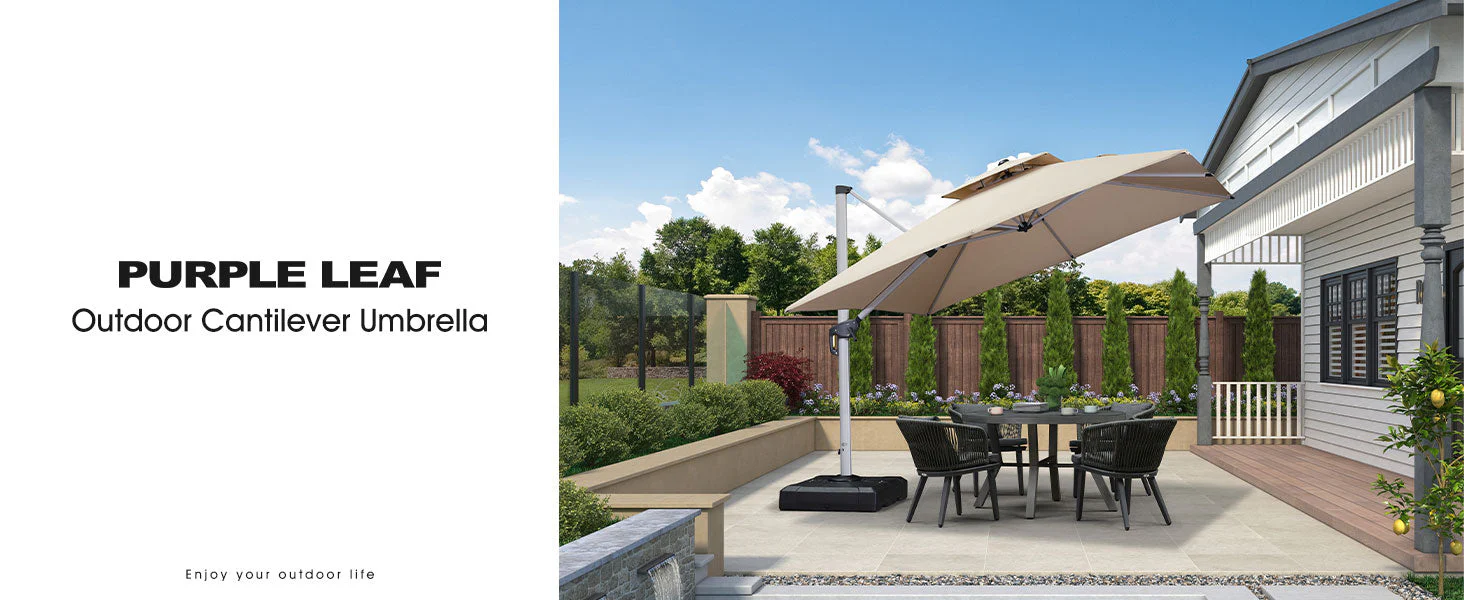 PURPLE LEAF Outdoor Windproof Parasol, Square Cantilever Umbrella Outside Patio - Image 67