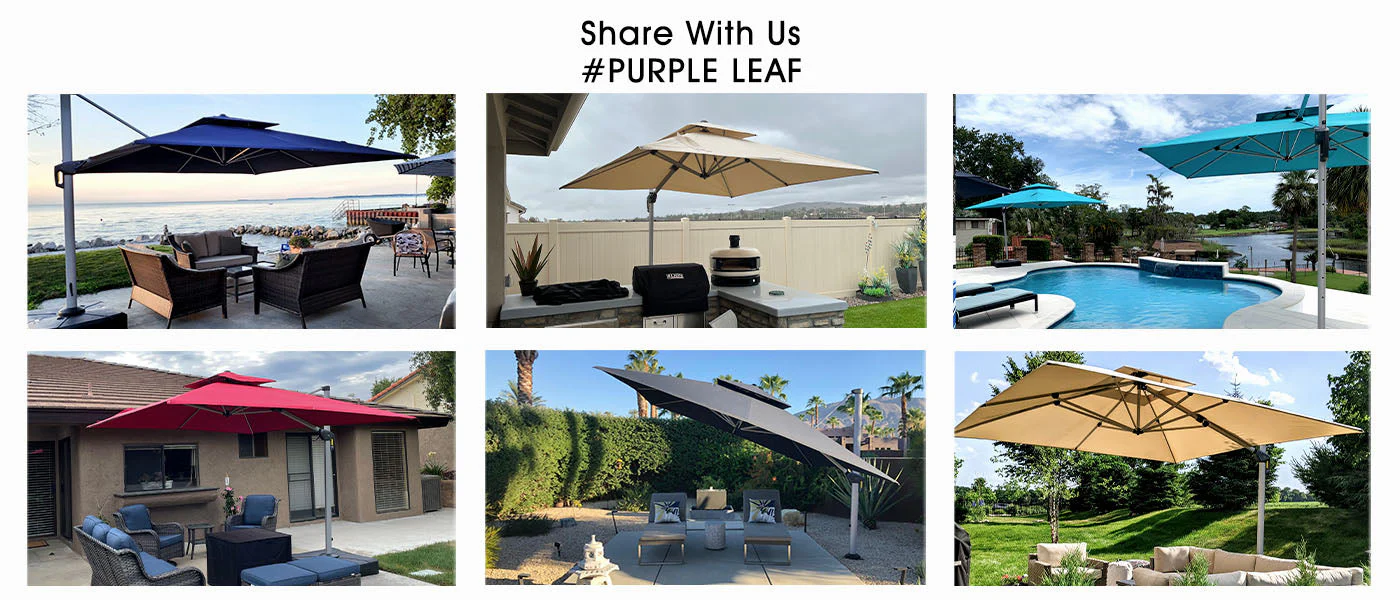 PURPLE LEAF Outdoor Windproof Parasol, Square Cantilever Umbrella Outside Patio - Image 71