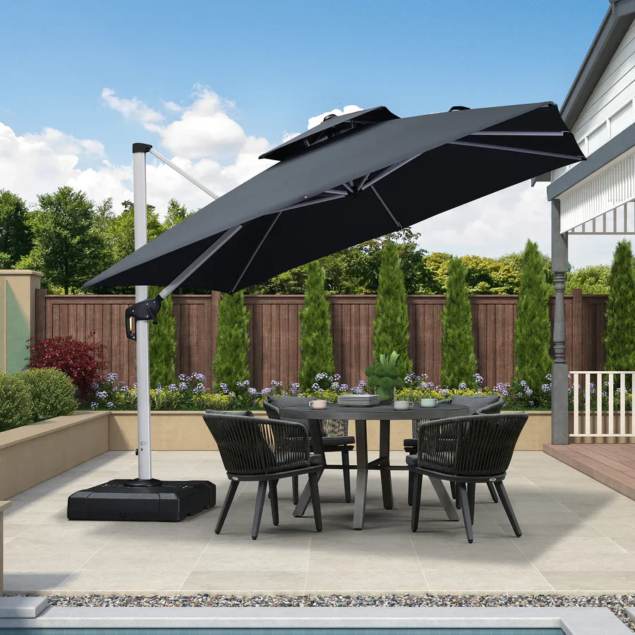 PURPLE LEAF Outdoor Windproof Parasol, Square Cantilever Umbrella Outside Patio - Image 74