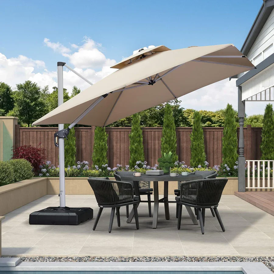 PURPLE LEAF Outdoor Windproof Parasol, Square Cantilever Umbrella Outside Patio - Image 75