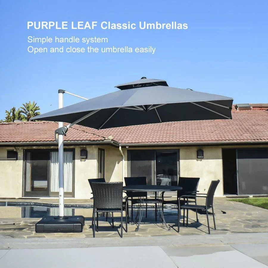 PURPLE LEAF Outdoor Windproof Parasol, Square Cantilever Umbrella Outside Patio - Image 76