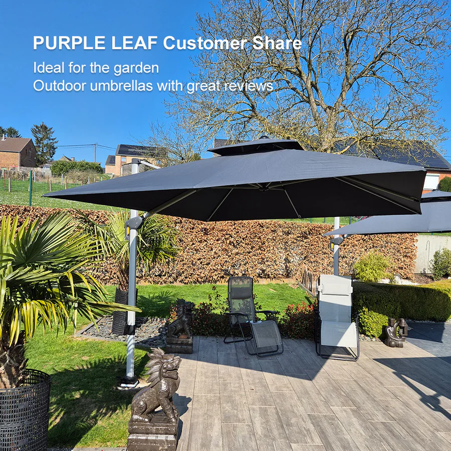 PURPLE LEAF Outdoor Windproof Parasol, Square Cantilever Umbrella Outside Patio - Image 78