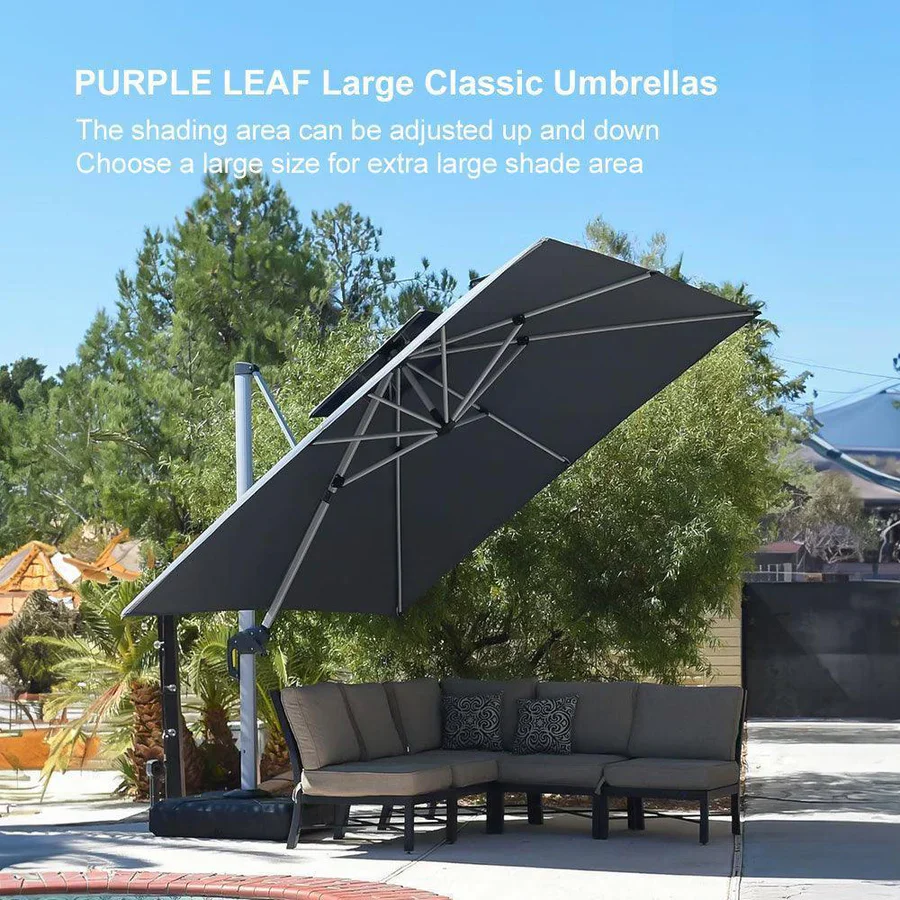 PURPLE LEAF Outdoor Windproof Parasol, Square Cantilever Umbrella Outside Patio - Image 83