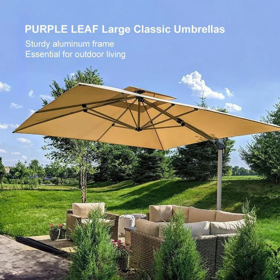 PURPLE LEAF Outdoor Windproof Parasol, Square Cantilever Umbrella Outside Patio - Image 85