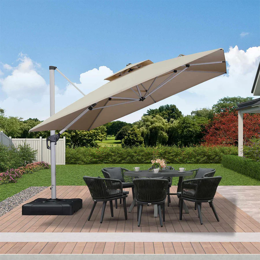 PURPLE LEAF Outdoor Windproof Parasol, Square Cantilever Umbrella Outside Patio - Image 86