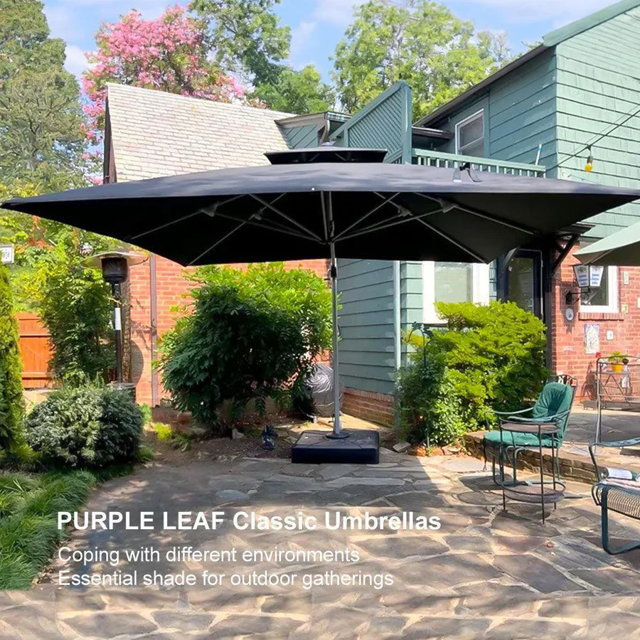 PURPLE LEAF Outdoor Windproof Parasol, Square Cantilever Umbrella Outside Patio - Image 89