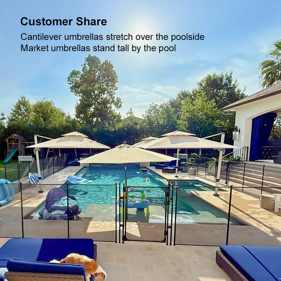 PURPLE LEAF Outdoor Windproof Parasol, Square Cantilever Umbrella Outside Patio - Image 98
