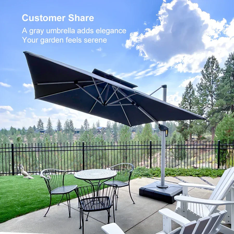 PURPLE LEAF Outdoor Windproof Parasol, Square Cantilever Umbrella Outside Patio - Image 99