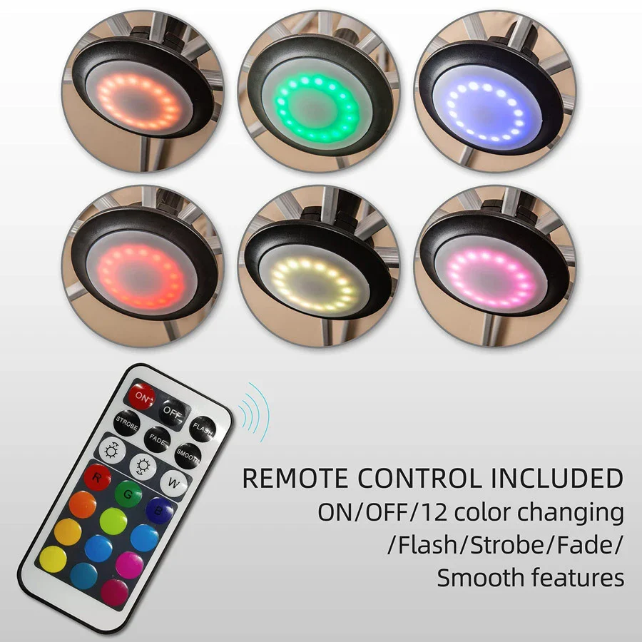 PURPLE LEAF LED Cantilever Umbrella Light, Portable Rechargeable 12 Colors Changing for Patio Umbrellas, Camping Tents or Outdoor Use - Image 3